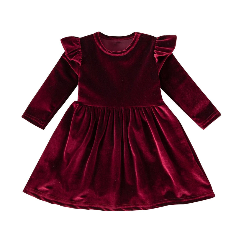 kids and babies Wine / 2-3 Years / United States "Maureen"  Velvet Party Dress -The Palm Beach Baby