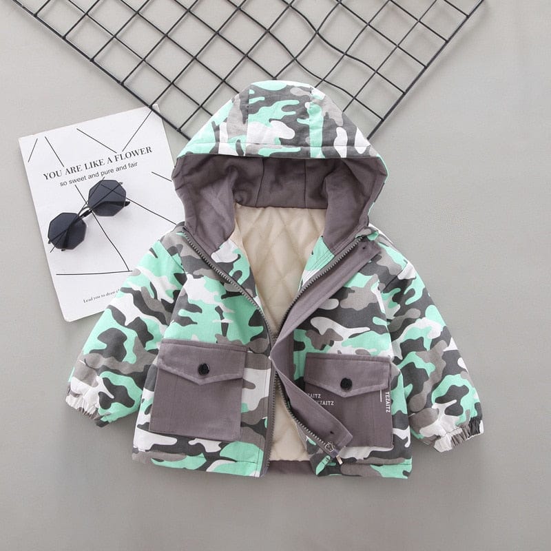 kids and babies YZhoumicaiDGreen / 2T "Bo" Hooded Camou Children's Coat -The Palm Beach Baby