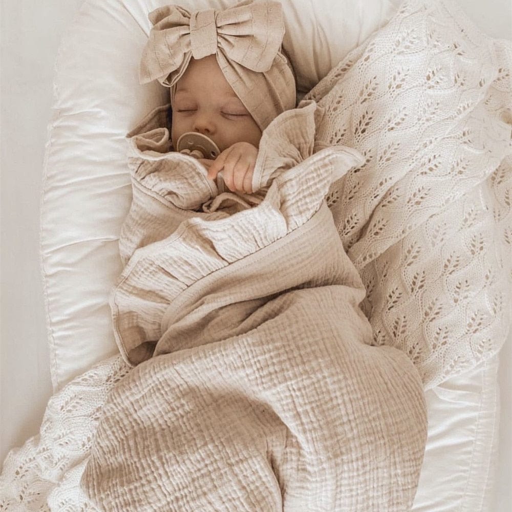 kids and babies Baby's Ruffled Muslim Swaddle Blanket -The Palm Beach Baby