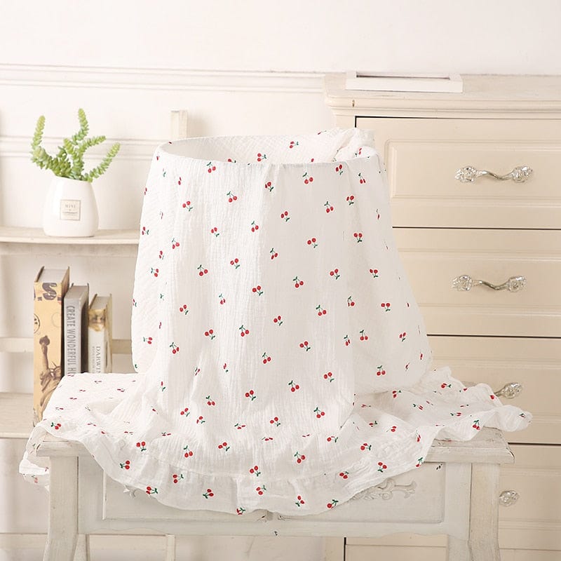 kids and babies Cherry / Large 120x100cm Baby's Ruffled Muslim Swaddle Blanket -The Palm Beach Baby