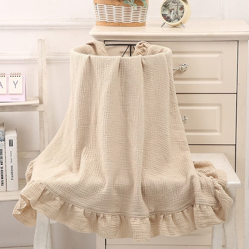 kids and babies Khaki / Large 120x100cm Baby's Ruffled Muslim Swaddle Blanket -The Palm Beach Baby