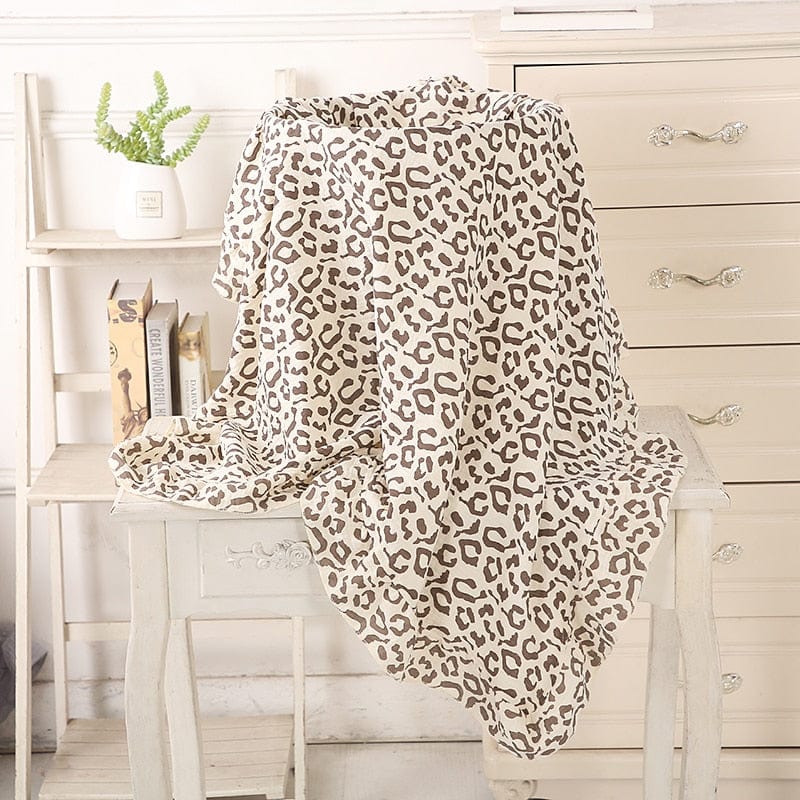 kids and babies Leopard / Large 120x100cm Baby's Ruffled Muslim Swaddle Blanket -The Palm Beach Baby