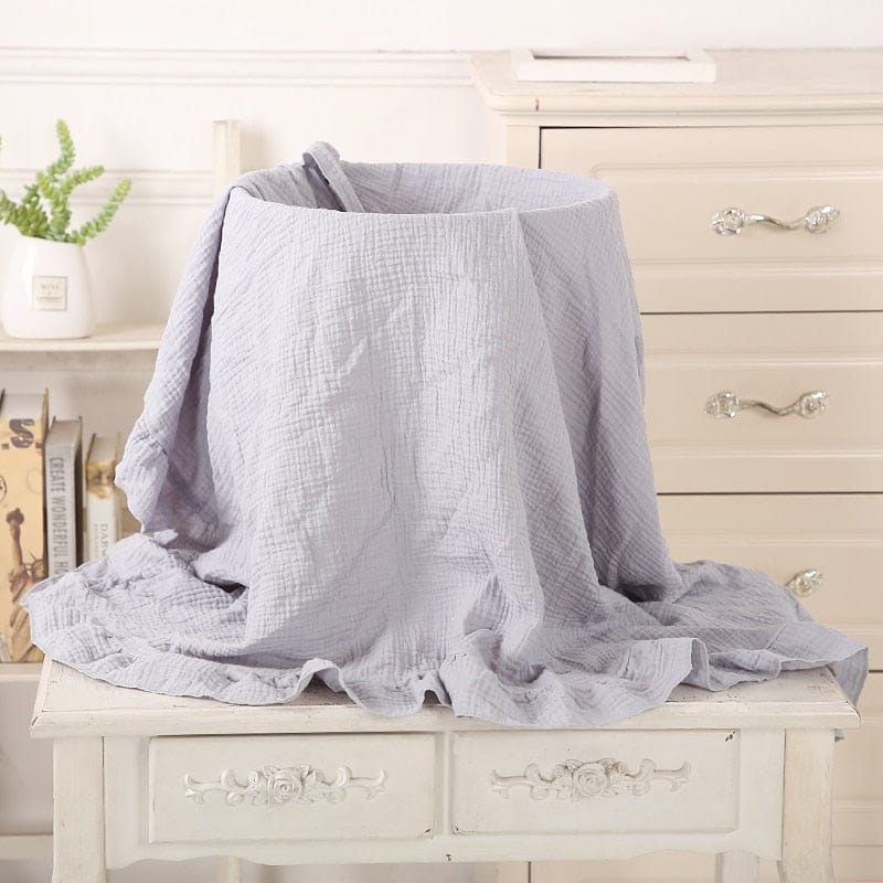 kids and babies Light gray blue / Large 120x100cm Baby's Ruffled Muslim Swaddle Blanket -The Palm Beach Baby
