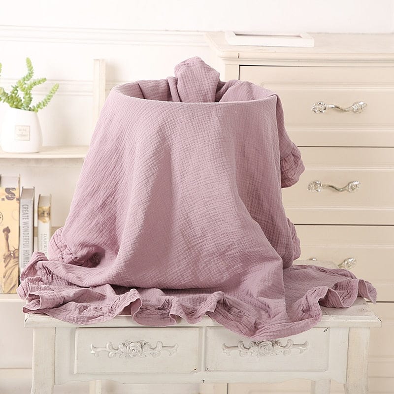 kids and babies Purple / Large 120x100cm Baby's Ruffled Muslim Swaddle Blanket -The Palm Beach Baby