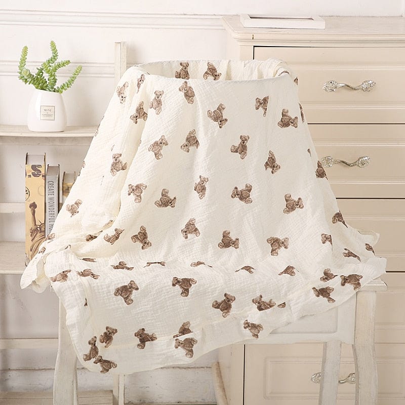 kids and babies Single bear / Large 120x100cm Baby's Ruffled Muslim Swaddle Blanket -The Palm Beach Baby