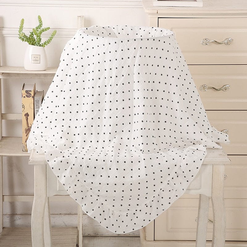 kids and babies Stars / Large 120x100cm Baby's Ruffled Muslim Swaddle Blanket -The Palm Beach Baby