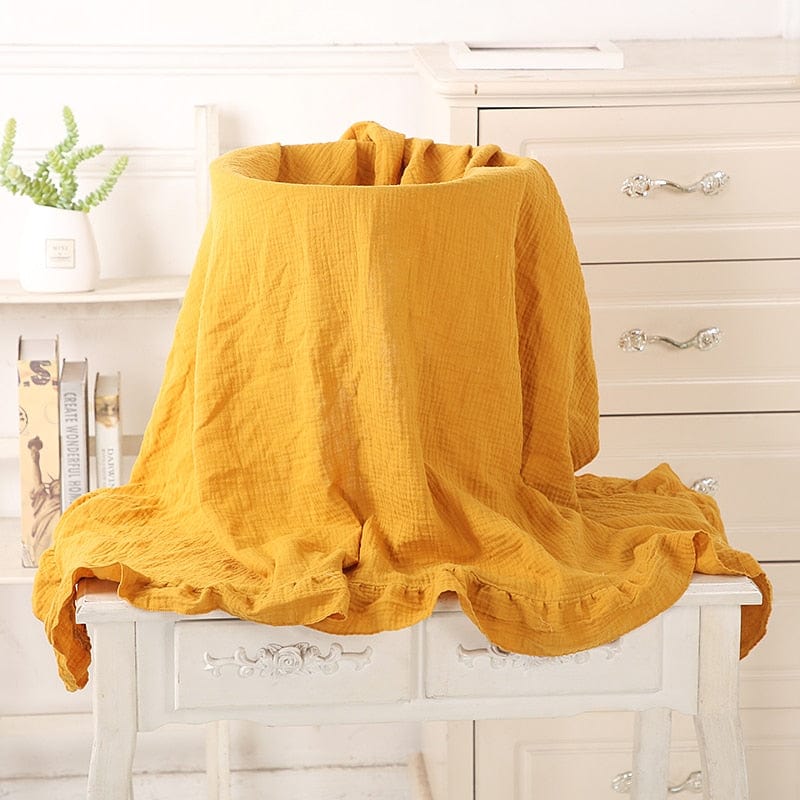 kids and babies Yellow / Large 120x100cm Baby's Ruffled Muslim Swaddle Blanket -The Palm Beach Baby
