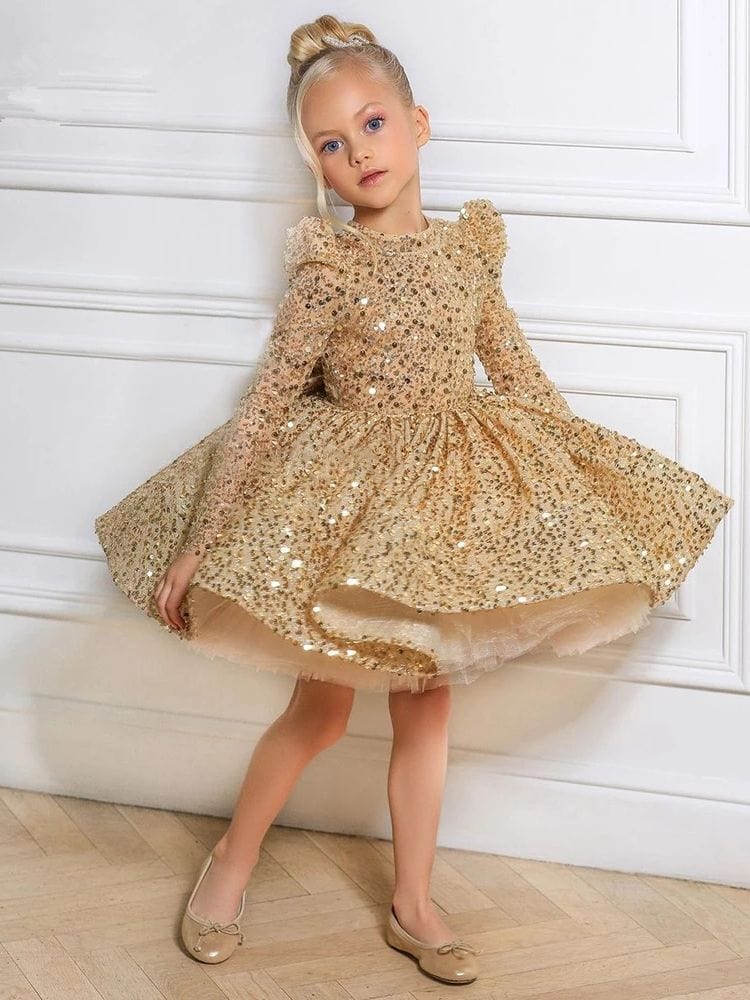 80CM(6M-12M) / Golden "Renee" Elegant Gold Occasion Dress -The Palm Beach Baby