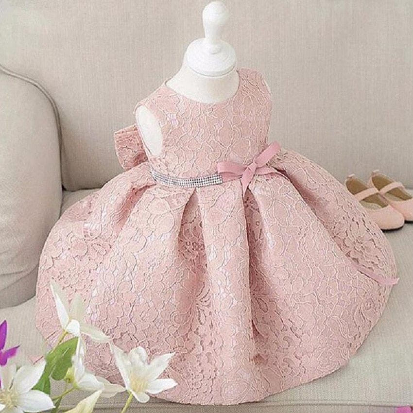 babies and kids clothes "Delia" Pink Lace Occasion Dress -The Palm Beach Baby
