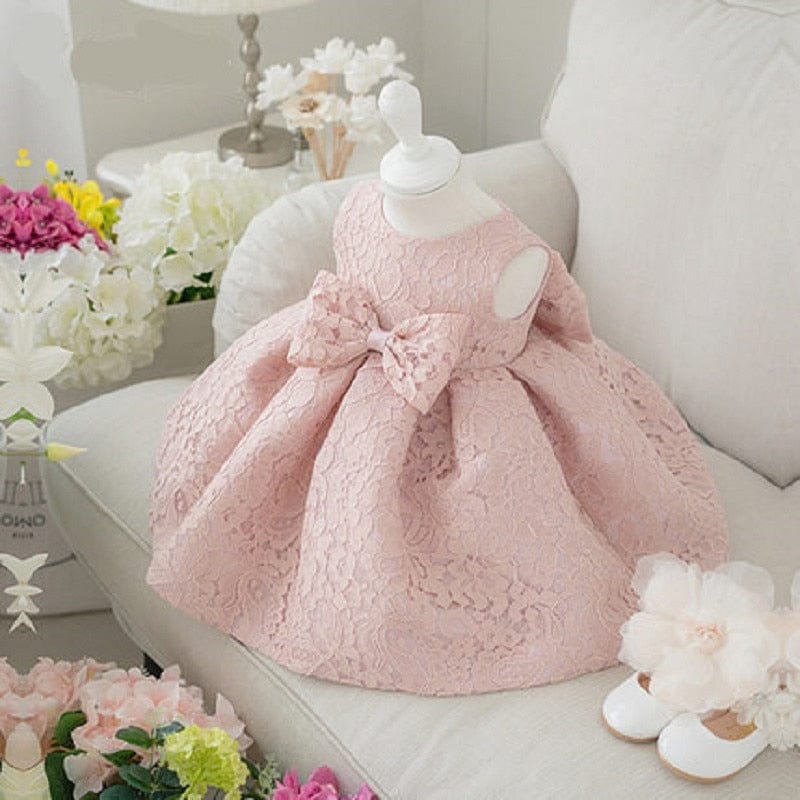 babies and kids clothes "Delia" Pink Lace Occasion Dress -The Palm Beach Baby