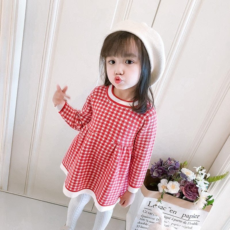 babies and kids clothes Red Spring / United States / 90cm(2T) "Addison" Winter-Knit Dress -The Palm Beach Baby