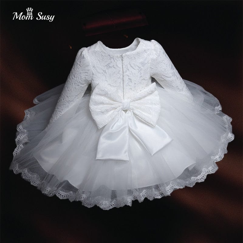 babies and kids clothes white / 12M / CN "Elizabeth-Marie" Lace Occasion Dress -The Palm Beach Baby