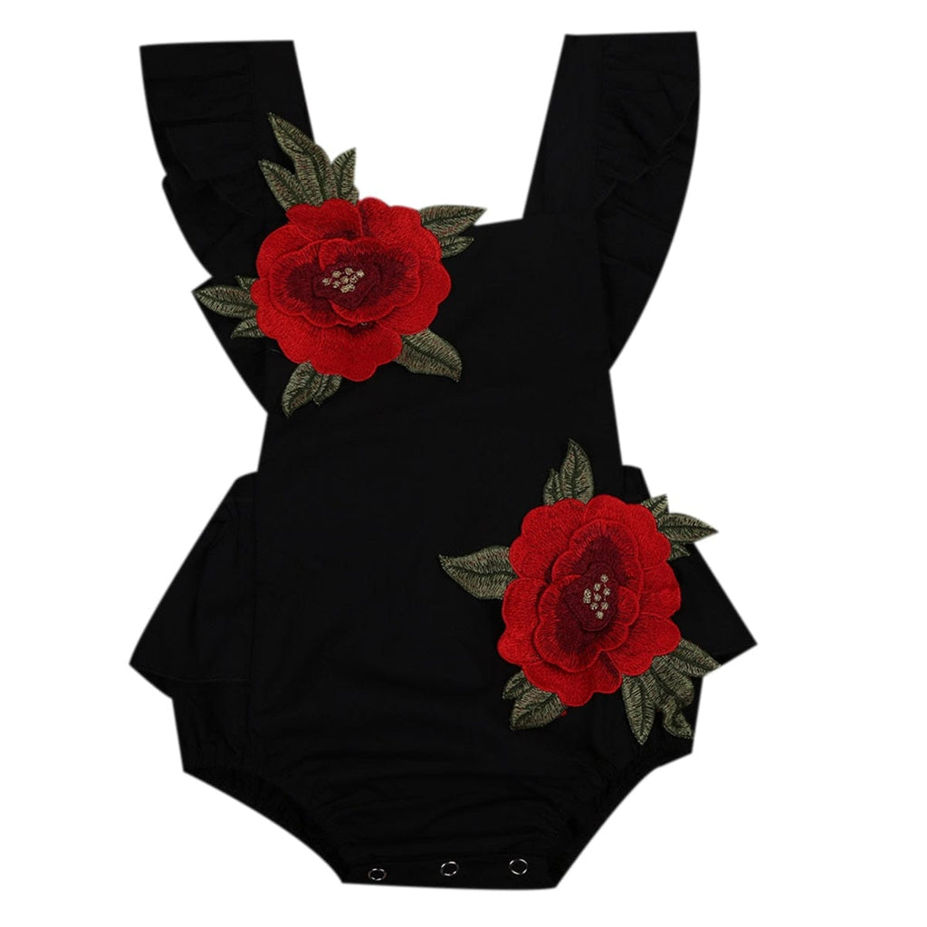 baby and kids apparel black / United States / 6M "Sally-Ann" Summer Rose Romper -The Palm Beach Baby
