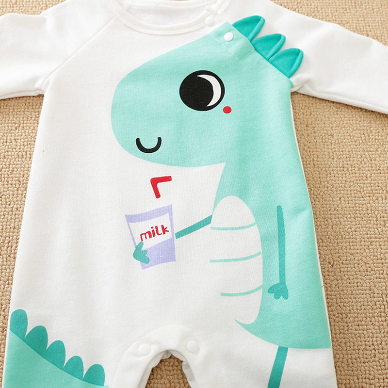 baby and kids apparel "Dinosaur Sweetie" :Long Sleeved Romper -The Palm Beach Baby