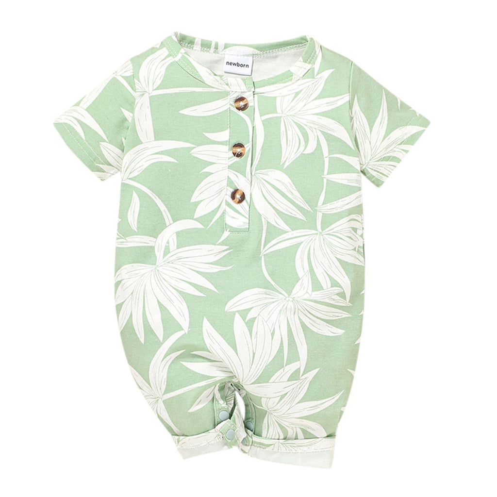 baby and kids apparel Green / United States / 0-3 Months "Palm Tree Sweetie" Baby's Short-Sleeve Romper -The Palm Beach Baby