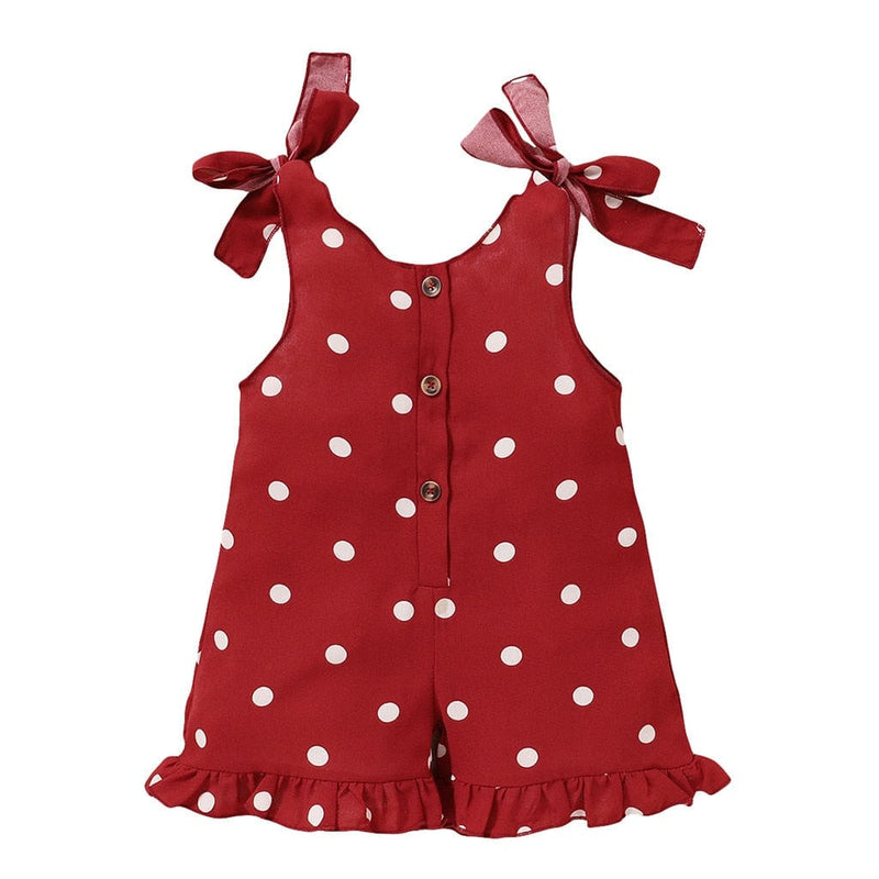 baby and kids apparel Red / United States / 12-18 Months "Ruffles And Polka Dots" Little Girl's Romper -The Palm Beach Baby
