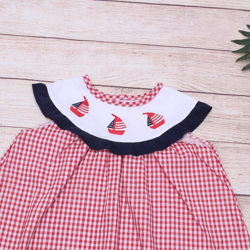 baby and kids apparel "Sailing Cutie" Preppy Seersucker Dress -The Palm Beach Baby