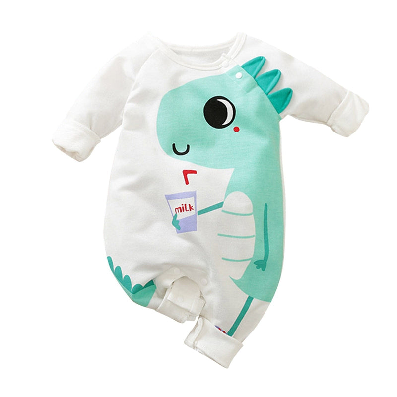 baby and kids apparel white / United States / 0-3 Months "Dinosaur Sweetie" :Long Sleeved Romper -The Palm Beach Baby