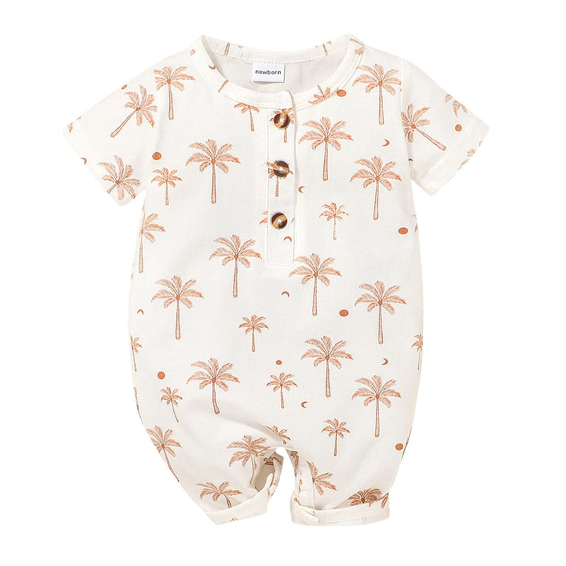 baby and kids apparel White / United States / 0-3 Months "Palm Tree Sweetie" Baby's Short-Sleeve Romper -The Palm Beach Baby
