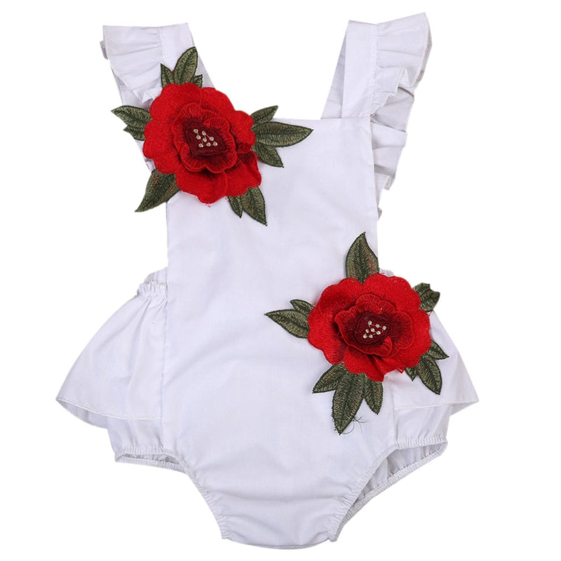 baby and kids apparel white / United States / 6M "Sally-Ann" Summer Rose Romper -The Palm Beach Baby