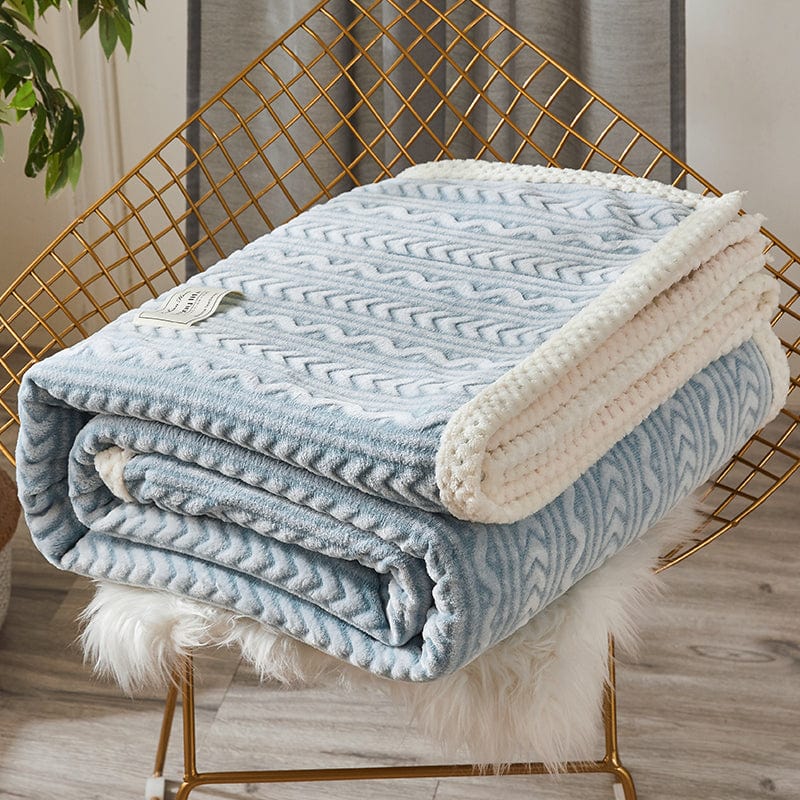 Stars Print Fleece Blankets Home Kids Soft Warm Coral Fleece Thickened Double Layer Blanket Receiving Blanket Office Nap Blanket