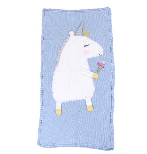 Baby Blanket Swaddles JS20-004 blue Animal-Themed Knit Baby/Children's Blanket -The Palm Beach Baby