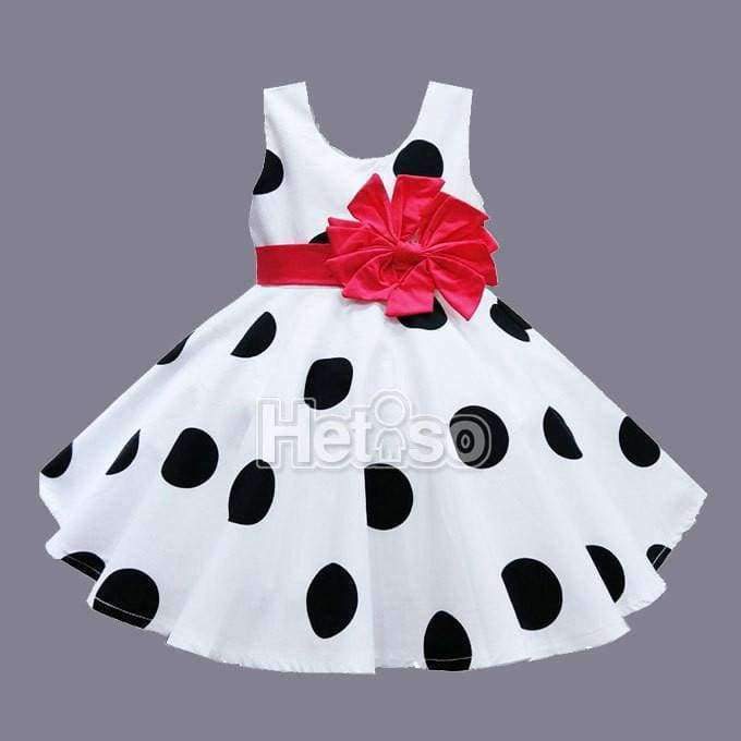 "Marga" Polka Dot Party Dress with Big Red Bow - The Palm Beach Baby