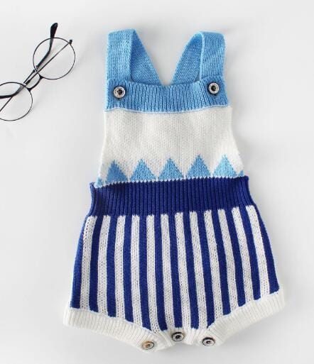 Baby & Kids Apparel 82028 blue romper / 9M Copy of Copy of "Kayla" Knitted Baby's Romper -The Palm Beach Baby