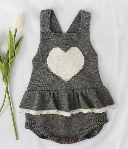 Baby & Kids Apparel 82031 gray romper / 3M "Pretty in Knit" Baby Romper -The Palm Beach Baby