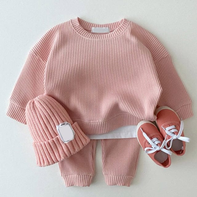 Baby & Kids Apparel AX1986 pink / 3T / United States "Logan" Ribbed Cotton 2 PC Warm Up Set -The Palm Beach Baby
