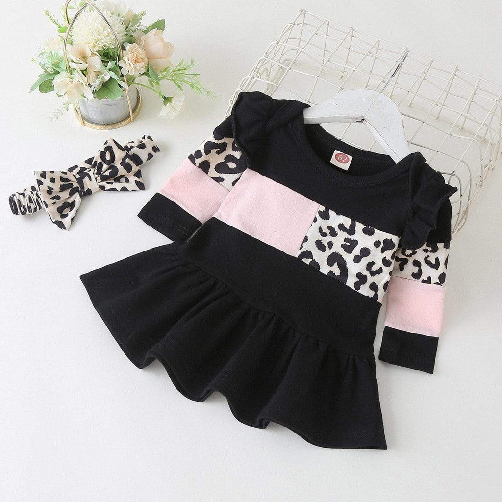 Baby & Kids Apparel Black / 68 / United States "Darnella" Ruffled Leopard Print Dress -The Palm Beach Baby