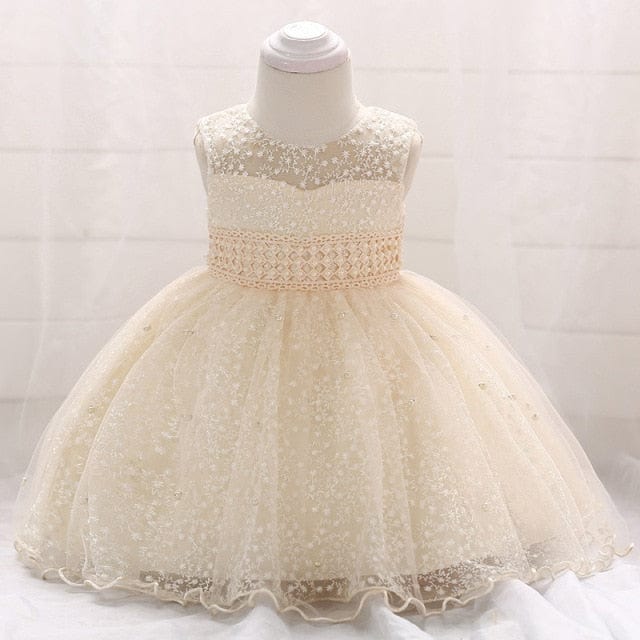 Baby & Kids Apparel champagne / 12M "Tiffany-Marie" Beaded Special Occasion Gown -The Palm Beach Baby