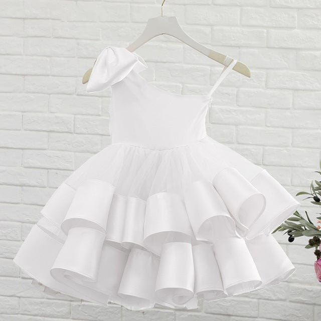 Baby & Kids Apparel White / 8-9y "Marianna" Satin Tiered Occasion Dress -The Palm Beach Baby