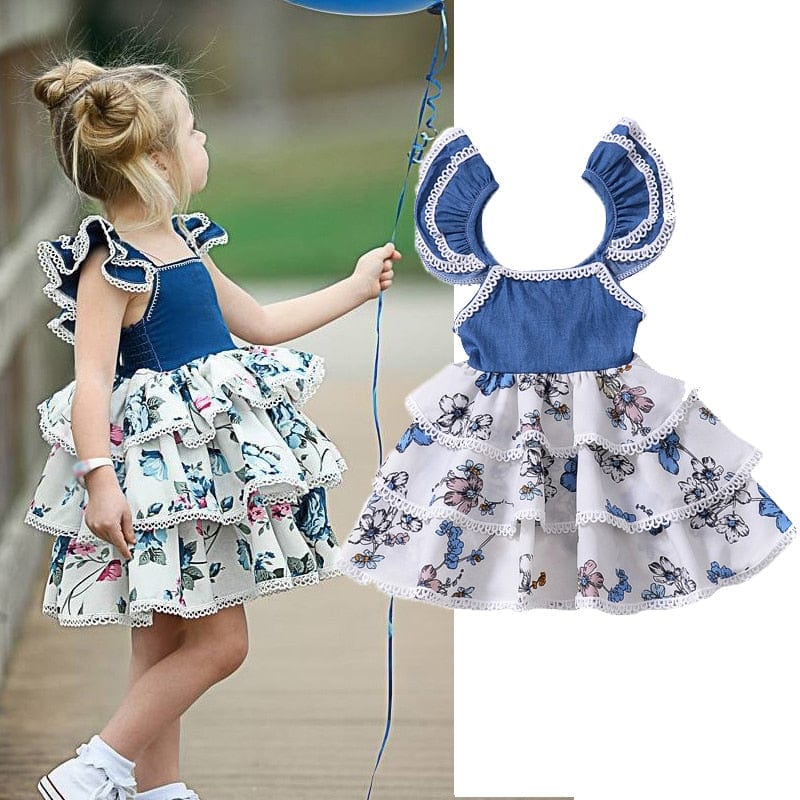 BN904 blue / 3T "Crissy" Tiered Fashion Dress -The Palm Beach Baby