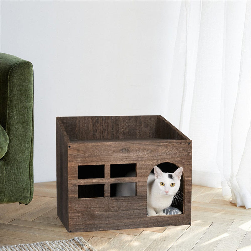 cat bed and house Tea brown / United States Durable Wooden Cat Bed  And Cave -The Palm Beach Baby