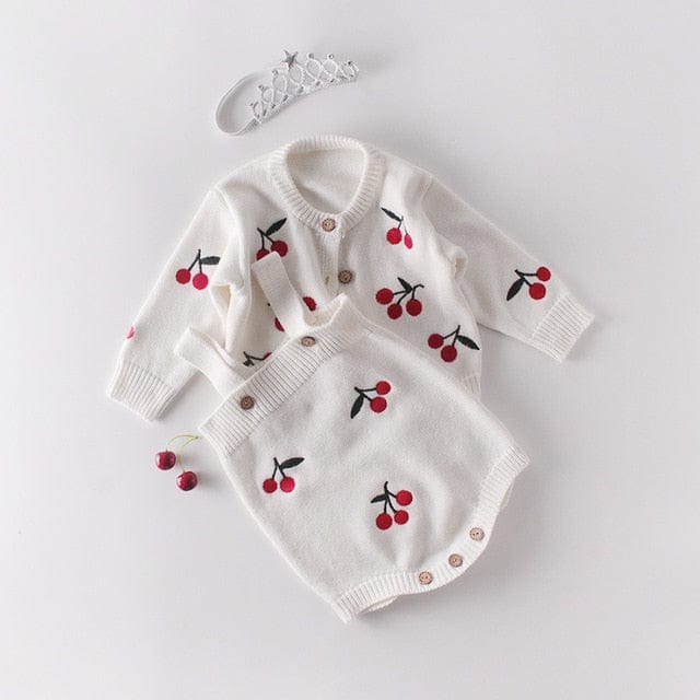 kids and babies "A Very Cherry Baby" Knitted Romper and Sweater -The Palm Beach Baby