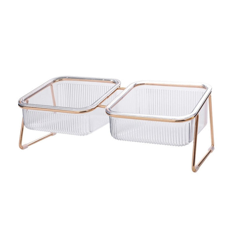 pet bowl B / United States DIVA PET Single/Double Bowls With Goldtone Stand -The Palm Beach Baby