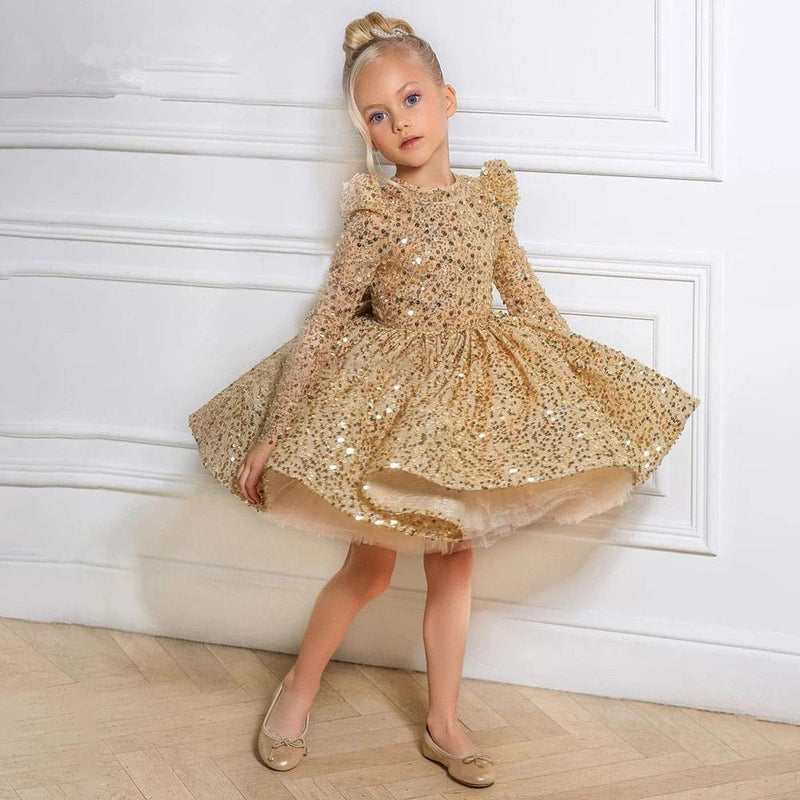 "Renee" Elegant Gold Occasion Dress -The Palm Beach Baby