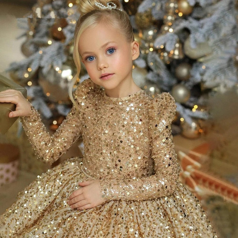 "Renee" Elegant Gold Occasion Dress -The Palm Beach Baby